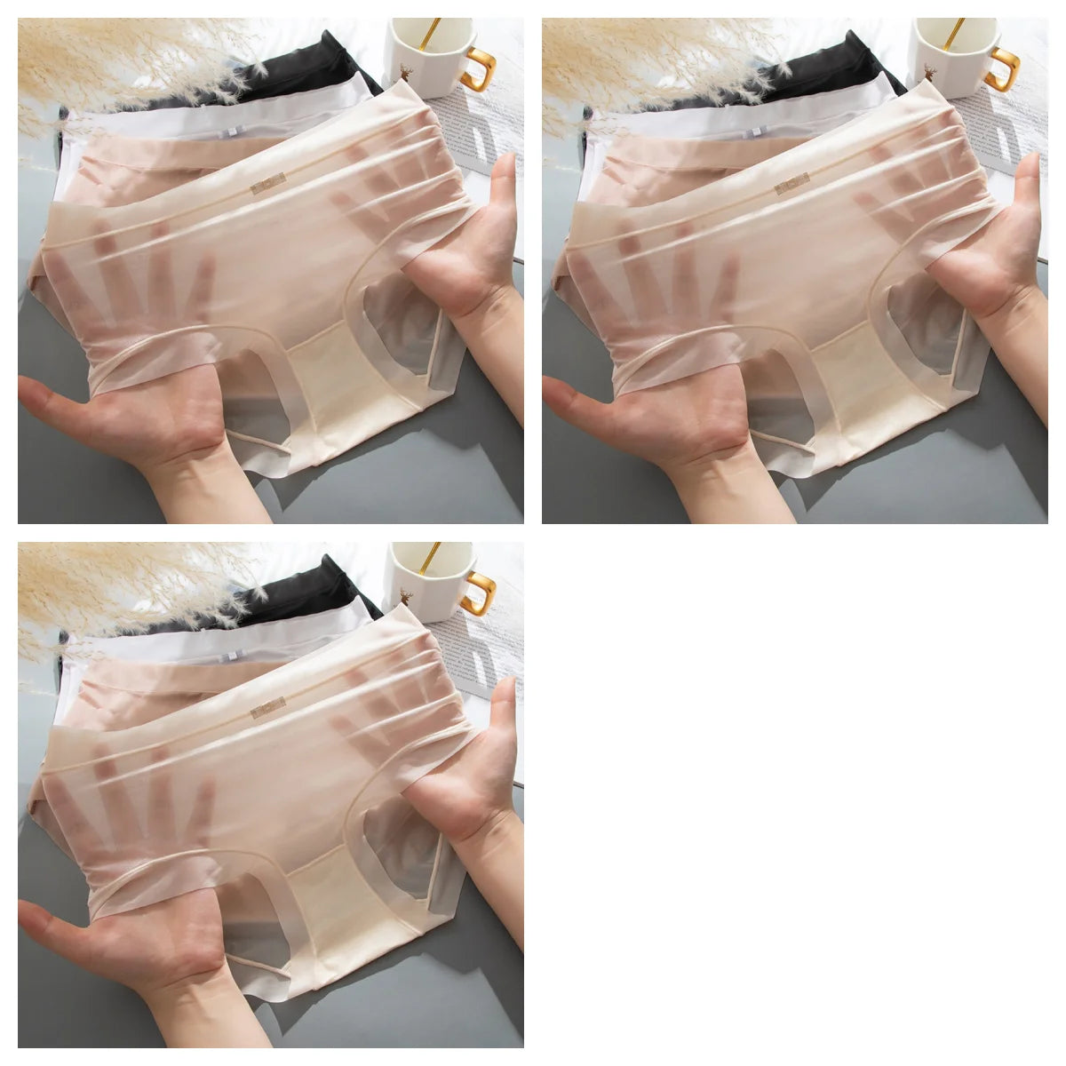 3Pcs/Set Women Thin Silky Panties Sexy Lingerie Quick Drying Briefs Female Seamless Underwear Summer Underpants Low Rise Panties