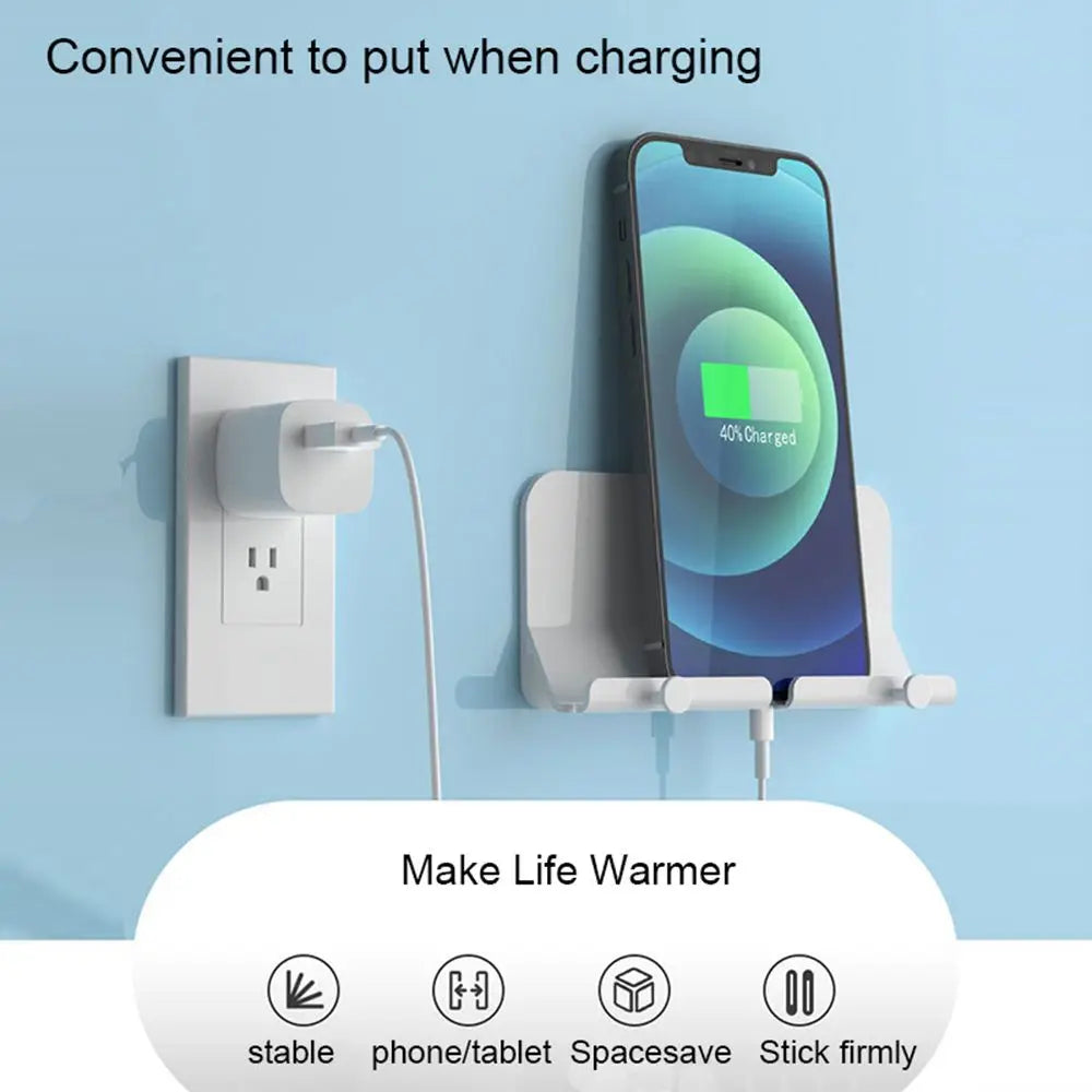Wall Mount Holder Charger Hook Hanging Stand Bracket Dock for Smartphone Mobile Phone Tablet Holder Pasted on Wall