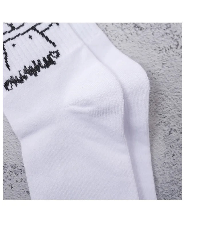 Men Women Socks Cotton Simplicity Anime Devil Grimace Harajuku Black White Graffiti Fashion Long Funny Hip Hop Sox Unisex medias