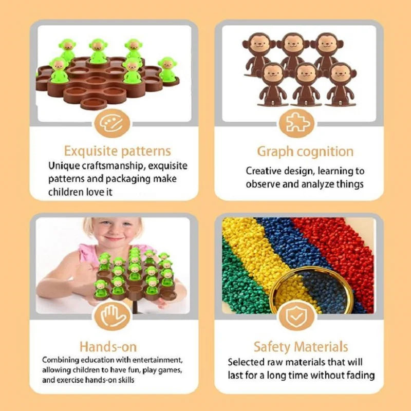 Monkey Balance Tree Focus Balance Training Children's Toys Folding Music Series Parent Child Interactive Board Game COLOR RANDOM