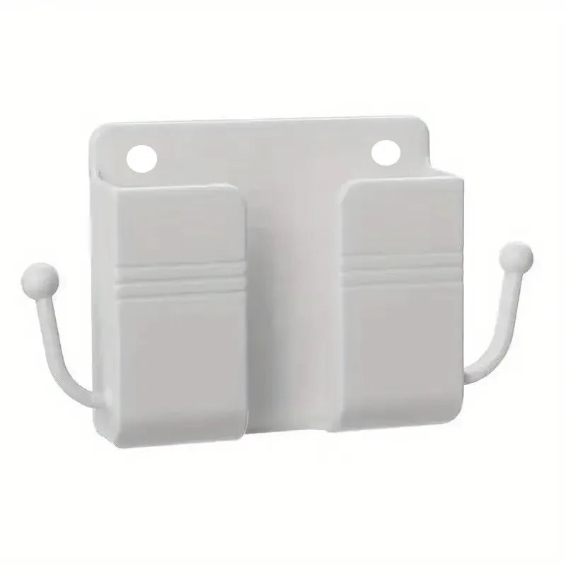 1pc Adhesive Wall Mount Phone Holder With Hooks, Storage Box For Mobile Phone Remote Control, Storage Box For Bedroom, Kitchen