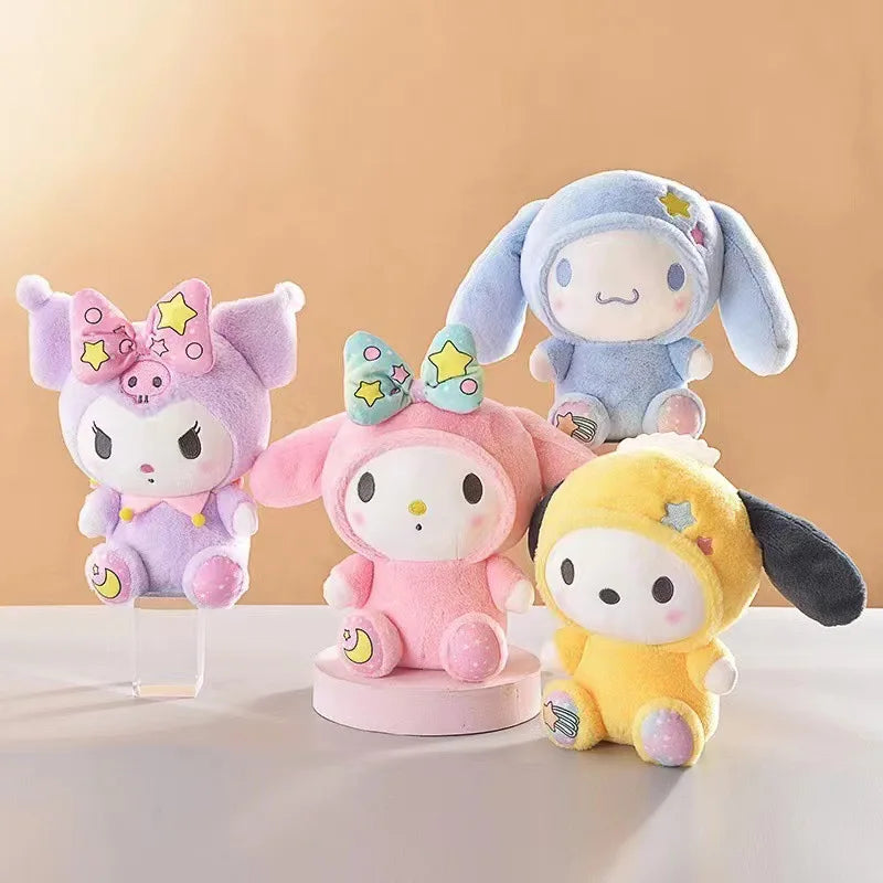 Sanrio 25Cm Anime Sanriod Toys Kawaii Kuromi Cinnamorol Plush Soft Stuffed Animals Doll Plushie Pillow Children's Toys Gifts