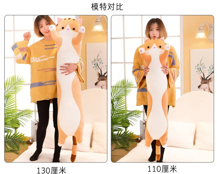 50/70cm Cute Soft Long Cat Plush Toys Stuffed Pause Office Nap Pillow Bed Sleep Home Decor Gift Doll for Kids Girl