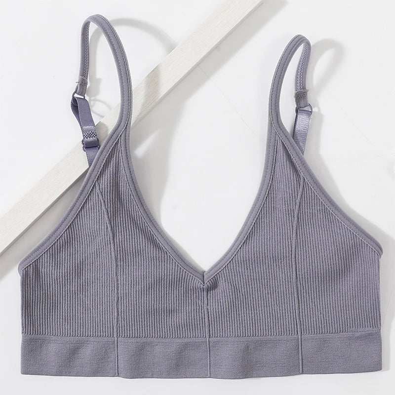 Seamless Tube Tops Bras Women U-shaped Back Bra Sexy Lingerie Female Brassiere Adjust Straps Ribbed Sports Underwear