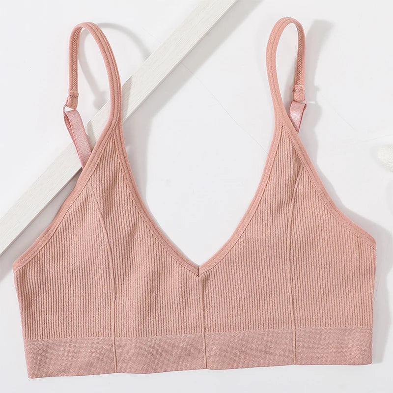 Seamless Tube Tops Bras Women U-shaped Back Bra Sexy Lingerie Female Brassiere Adjust Straps Ribbed Sports Underwear