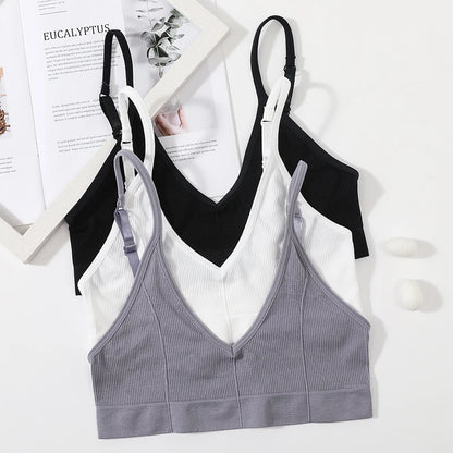 Seamless Tube Tops Bras Women U-shaped Back Bra Sexy Lingerie Female Brassiere Adjust Straps Ribbed Sports Underwear