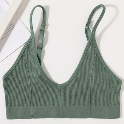 Seamless Tube Tops Bras Women U-shaped Back Bra Sexy Lingerie Female Brassiere Adjust Straps Ribbed Sports Underwear