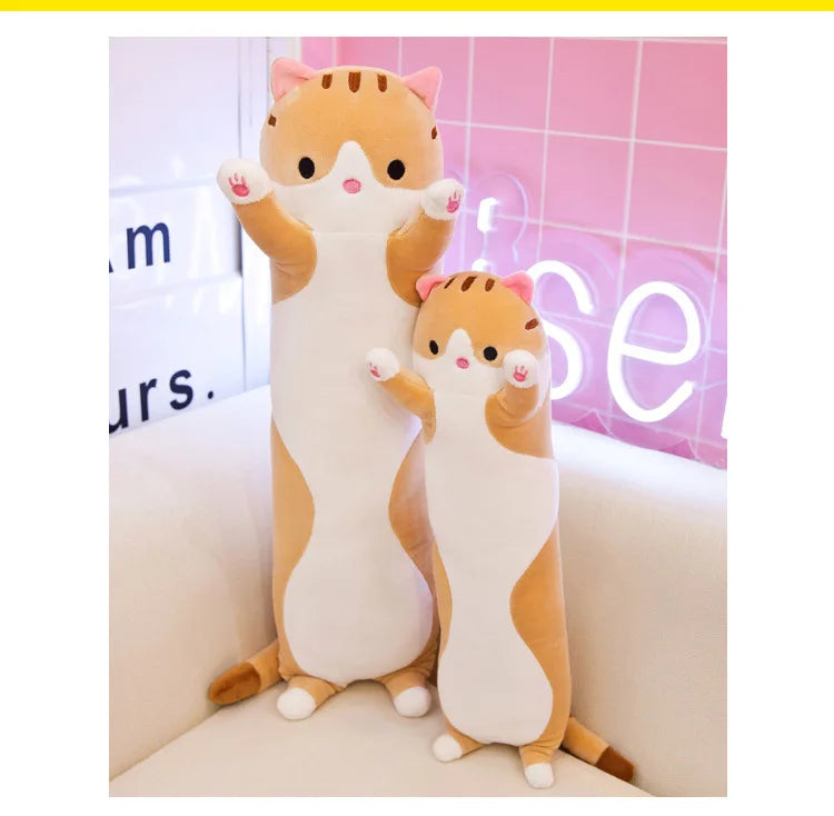 50/70cm Cute Soft Long Cat Plush Toys Stuffed Pause Office Nap Pillow Bed Sleep Home Decor Gift Doll for Kids Girl
