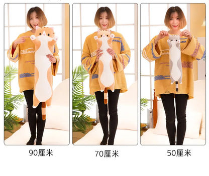 50/70cm Cute Soft Long Cat Plush Toys Stuffed Pause Office Nap Pillow Bed Sleep Home Decor Gift Doll for Kids Girl