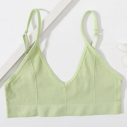 Seamless Tube Tops Bras Women U-shaped Back Bra Sexy Lingerie Female Brassiere Adjust Straps Ribbed Sports Underwear