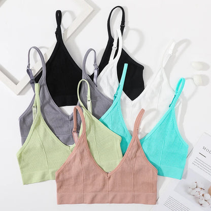 Seamless Tube Tops Bras Women U-shaped Back Bra Sexy Lingerie Female Brassiere Adjust Straps Ribbed Sports Underwear