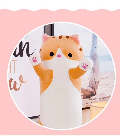 50/70cm Cute Soft Long Cat Plush Toys Stuffed Pause Office Nap Pillow Bed Sleep Home Decor Gift Doll for Kids Girl