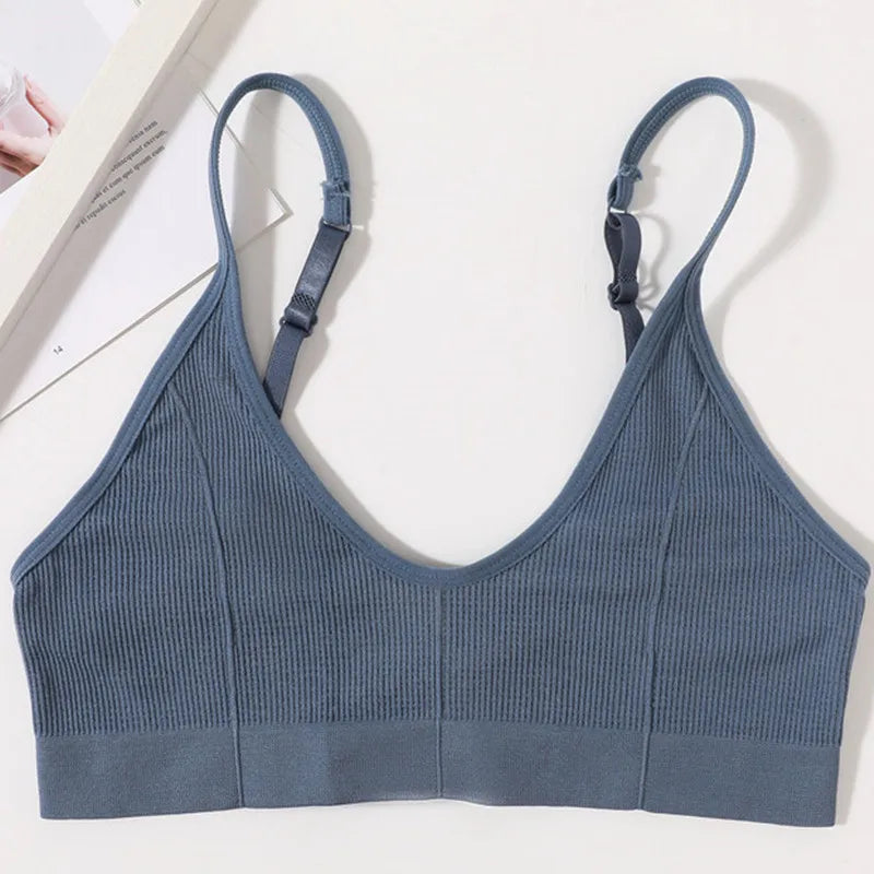 Seamless Tube Tops Bras Women U-shaped Back Bra Sexy Lingerie Female Brassiere Adjust Straps Ribbed Sports Underwear