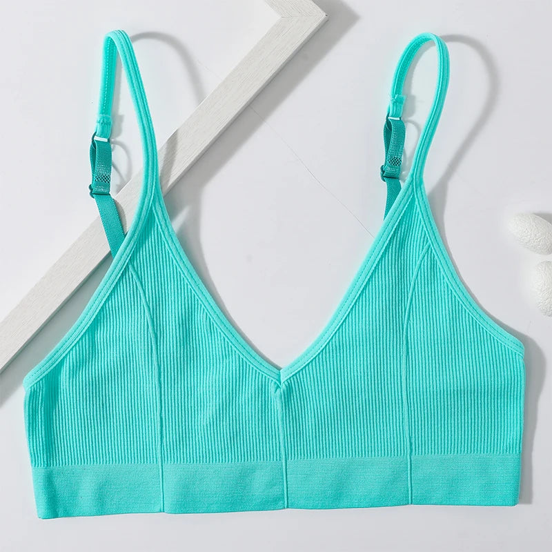 Seamless Tube Tops Bras Women U-shaped Back Bra Sexy Lingerie Female Brassiere Adjust Straps Ribbed Sports Underwear
