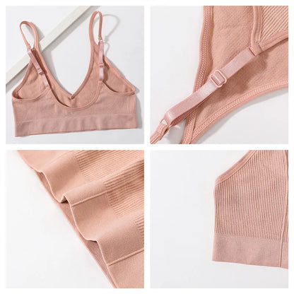 Seamless Tube Tops Bras Women U-shaped Back Bra Sexy Lingerie Female Brassiere Adjust Straps Ribbed Sports Underwear