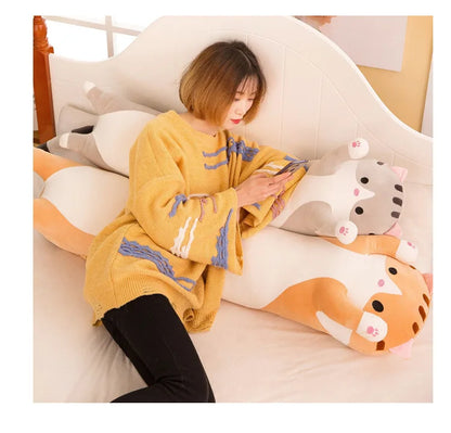50/70cm Cute Soft Long Cat Plush Toys Stuffed Pause Office Nap Pillow Bed Sleep Home Decor Gift Doll for Kids Girl