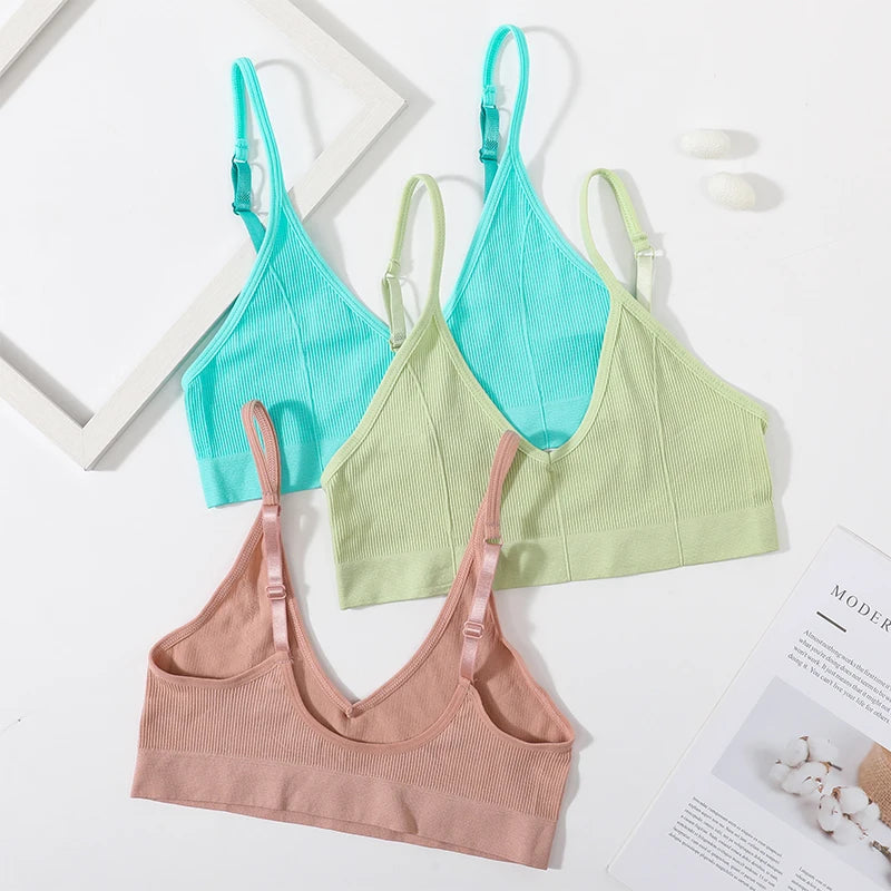 Seamless Tube Tops Bras Women U-shaped Back Bra Sexy Lingerie Female Brassiere Adjust Straps Ribbed Sports Underwear