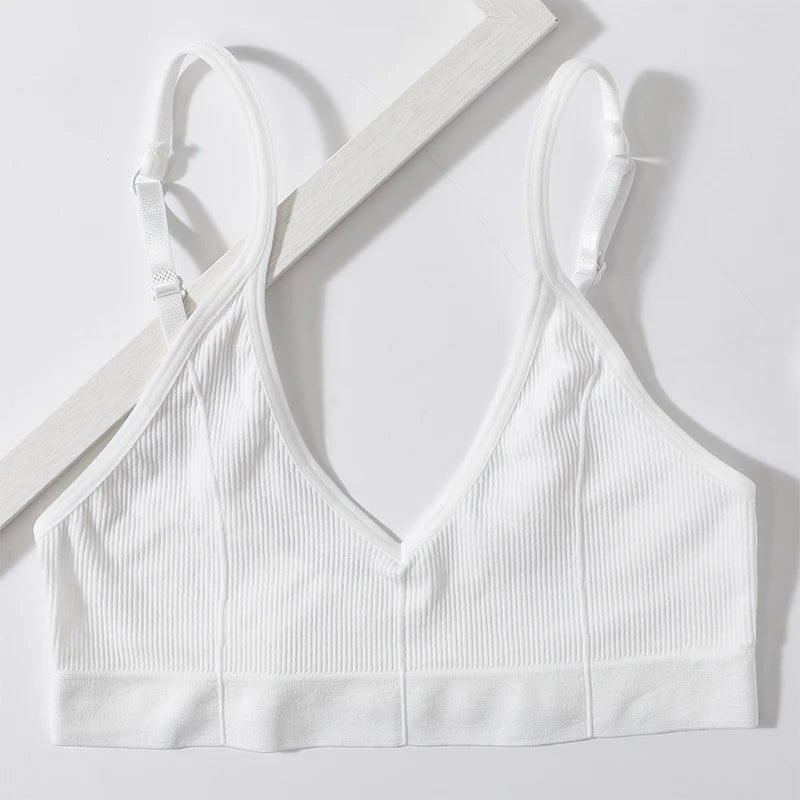 Seamless Tube Tops Bras Women U-shaped Back Bra Sexy Lingerie Female Brassiere Adjust Straps Ribbed Sports Underwear