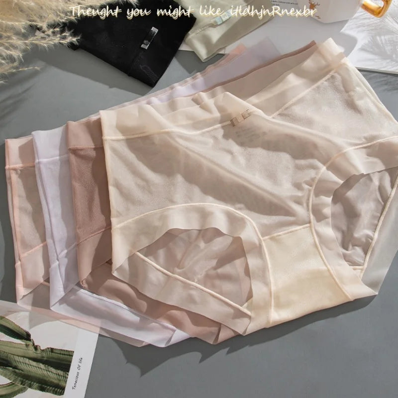 3Pcs/Set Women Thin Silky Panties Sexy Lingerie Quick Drying Briefs Female Seamless Underwear Summer Underpants Low Rise Panties