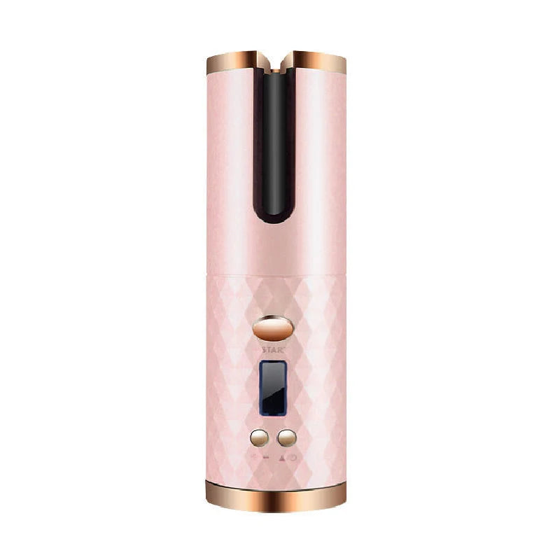 Portable Wireless Hair Curler for Waves & Curls LED Display 6 Heat Settings & Timers Travel & Home Use Cordless Automatic Curler