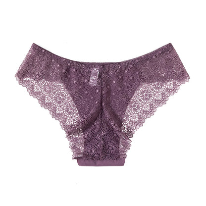 TrowBridge 3PCS/Set Sweet Women's Panties Silk Satin Underwear Lace Sexy Lingerie Girls Breathable Briefs Soft Comfortable Panty