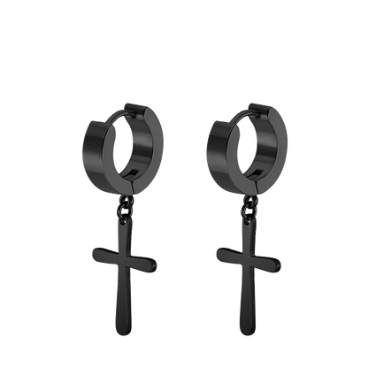 1 Pairs Punk Stainless Steel Stud Earrings Black Earrings Set For Men Women Vintage Hip Hop Piercing Ear Jewelry Accessories