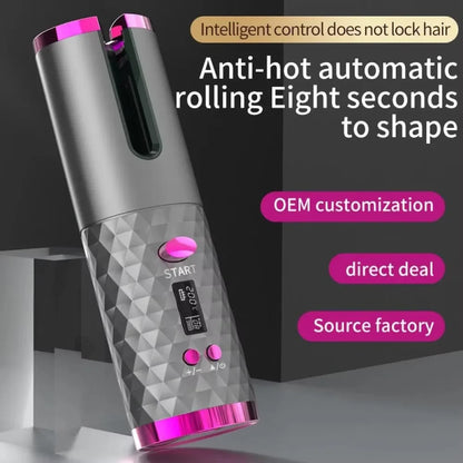 Wireless Curling Iron Cordless Curling Wand Adjustable Temperature Fast Heating Long-Lasting Battery Portable Travel Hair Styler
