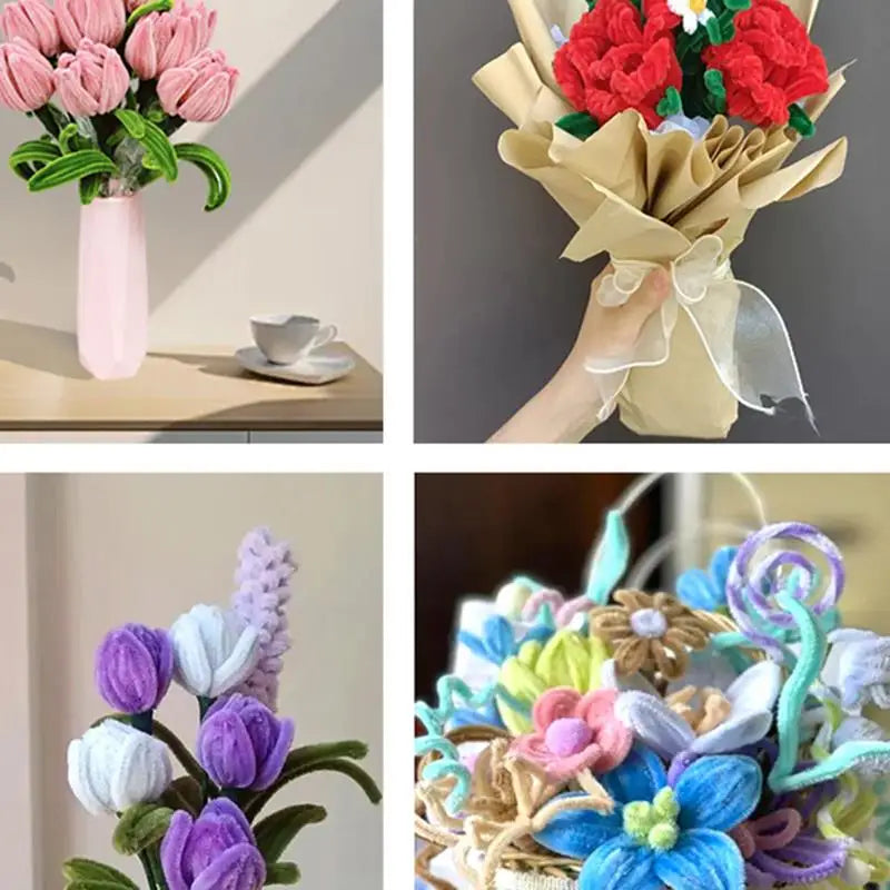 100pcs Chenille Stems Toys DIY Strips Twist Bar Anvil Wire Craft Pipe Creative Hobby Children Plush Stick Chenille Sticks