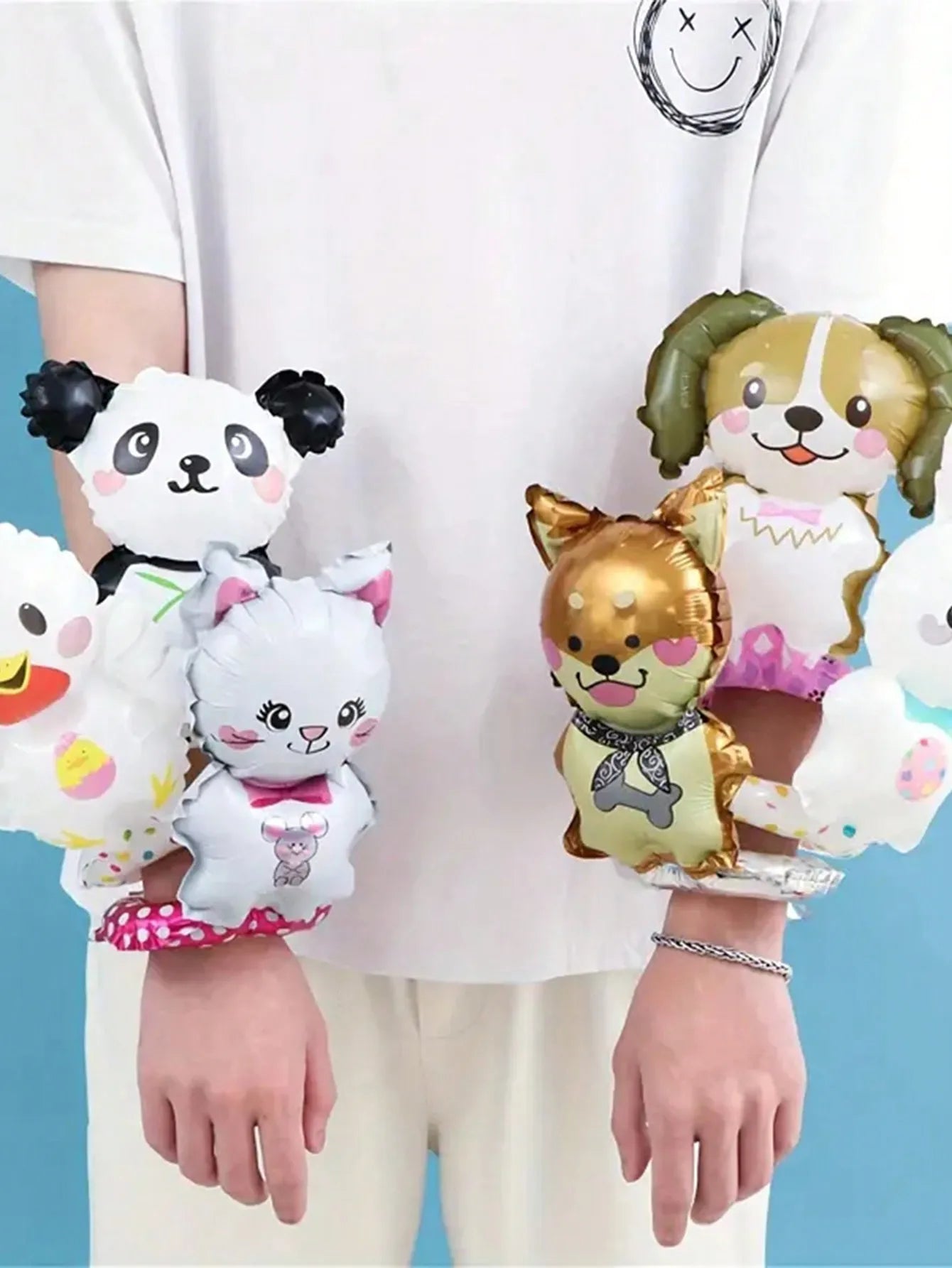 10/20Pcs Cute Wrist Balloon for Birthday Party Decoration Rabbit Bear Cartoon Animal Balloon Pink Children's Toys Baby Shower