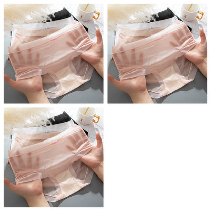 3Pcs/Set Women Thin Silky Panties Sexy Lingerie Quick Drying Briefs Female Seamless Underwear Summer Underpants Low Rise Panties