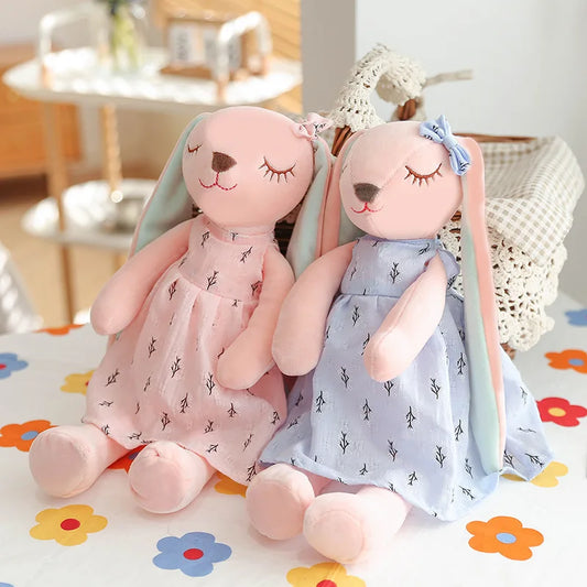 Rabbit Plush Toy Long Ear Pink Heart Stuffed Animal Soft Comfort Doll Throw Pillow Cute Gift for Kids Girls Room Decor