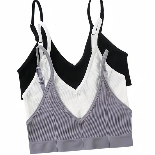 Seamless Tube Tops Bras Women U-shaped Back Bra Sexy Lingerie Female Brassiere Adjust Straps Ribbed Sports Underwear