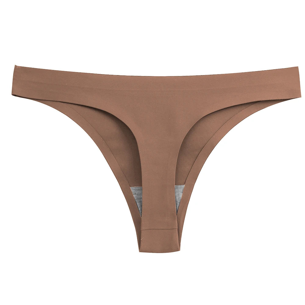 Women Thong Women's Panties Seamless Underwear Silk G-string Thongs Sexy Lingerie Female Tanga Solid Sport Underpants T-back