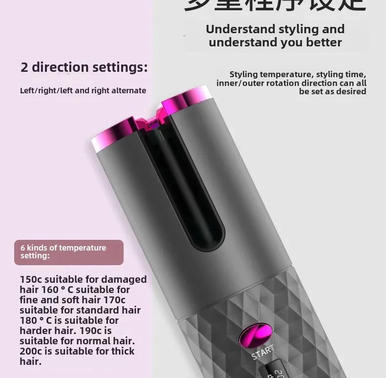 Portable Automatic Charging Hair Curler Smart Wireless Hair Styling Tool Travel Friendly Lazy Girl Hair Curler Salon Accessory