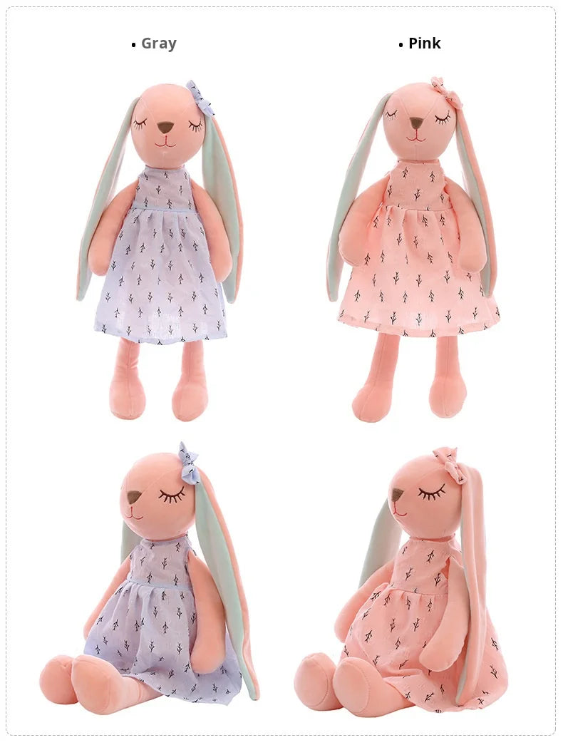 Rabbit Plush Toy Long Ear Pink Heart Stuffed Animal Soft Comfort Doll Throw Pillow Cute Gift for Kids Girls Room Decor