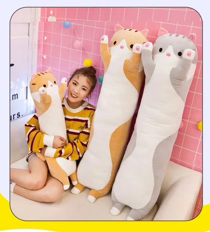 50-70cm Long Cat Plush Toys Cute Animal Cat Creative Long Soft Toys Office Break Nap Sleeping Pillow Stuffed Gift Doll For Kids