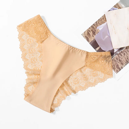TrowBridge 3PCS/Set Sweet Women's Panties Silk Satin Underwear Lace Sexy Lingerie Girls Breathable Briefs Soft Comfortable Panty