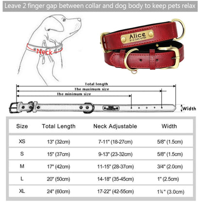 Personalized Leather Custom Dog Collar Soft Padded Dog Collars Durable Pet ID Tag Collar Adjustable for Small Medium Large Dogs