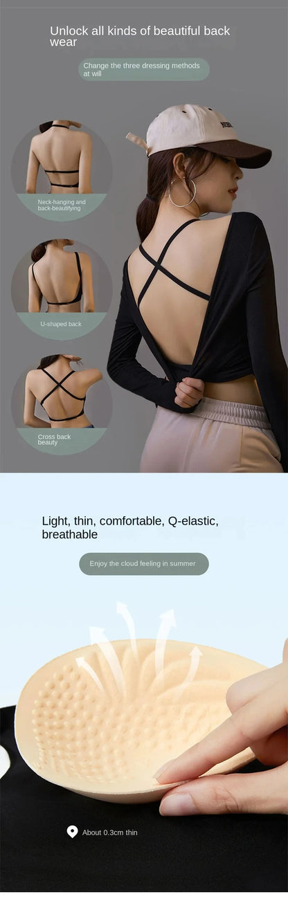 UBAU Summer Sexy Bra Women's Slim U-shaped Seamless Backless Underwear Triangle Cup Gathering Bra Women's Sexy Lingerie