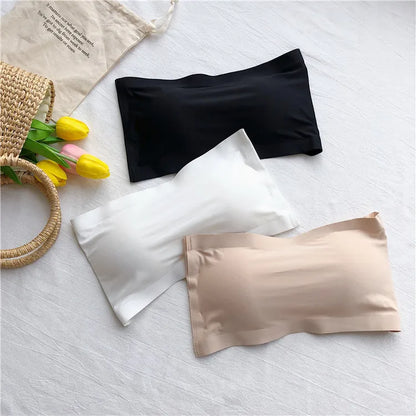 Seamless One-piece Tube Tops Women Removable Pads Intimates Basic Black/White/Skin Womens Strapless Bra Bandeau Sexy Lingerie