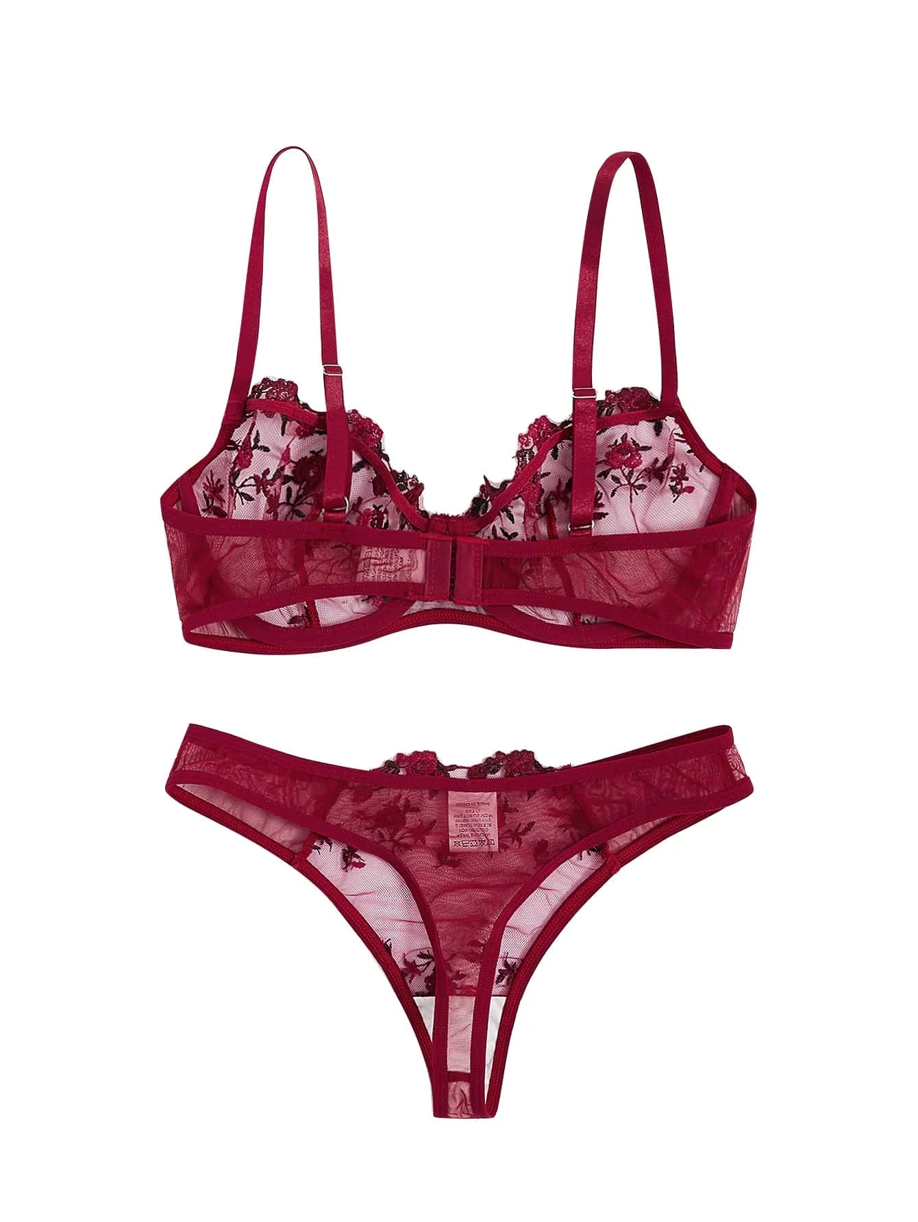 Sexy Lingerie Exquisite Embroidery Floral Ultra-thin Sexy Large Size Lingerie Ladies Lace Transparent Underwear Bra Set S-4XL
