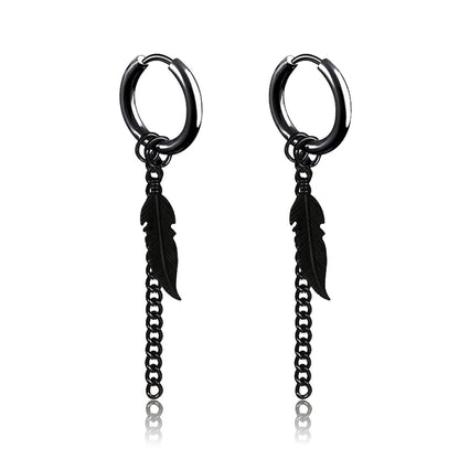 1 Pairs Punk Stainless Steel Stud Earrings Black Earrings Set For Men Women Vintage Hip Hop Piercing Ear Jewelry Accessories
