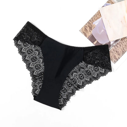 TrowBridge 3PCS/Set Sweet Women's Panties Silk Satin Underwear Lace Sexy Lingerie Girls Breathable Briefs Soft Comfortable Panty