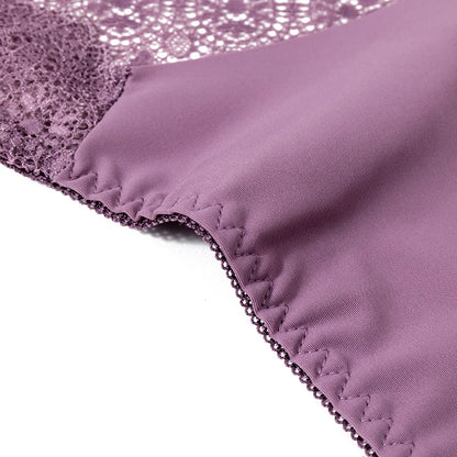 TrowBridge 3PCS/Set Sweet Women's Panties Silk Satin Underwear Lace Sexy Lingerie Girls Breathable Briefs Soft Comfortable Panty
