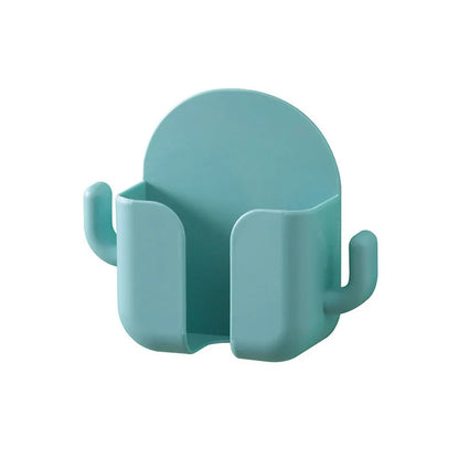 1pc Adhesive Wall Mount Phone Holder With Hooks, Storage Box For Mobile Phone Remote Control, Storage Box For Bedroom, Kitchen