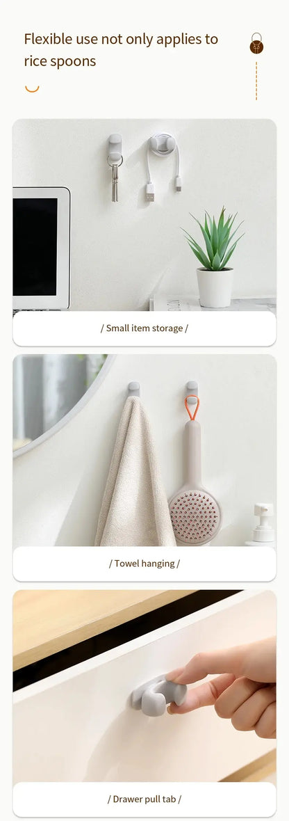 Rice Spoon Holder Silicone Storage Rack, Kitchen Wall-Mounted Cooker Spoon Shelf, Placement Rack