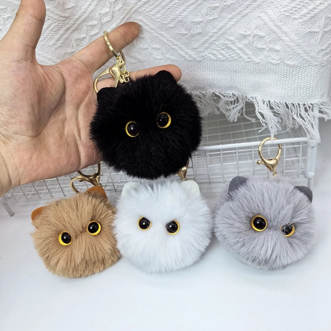 Cute Plush Cat Keychain Cartoon Doll Toy Pendant Keyring For Women Girls Bag Ornament Car Key Chain Children Gifts Accessories