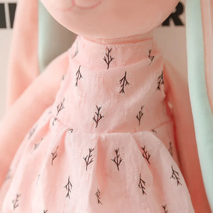 Rabbit Plush Toy Long Ear Pink Heart Stuffed Animal Soft Comfort Doll Throw Pillow Cute Gift for Kids Girls Room Decor