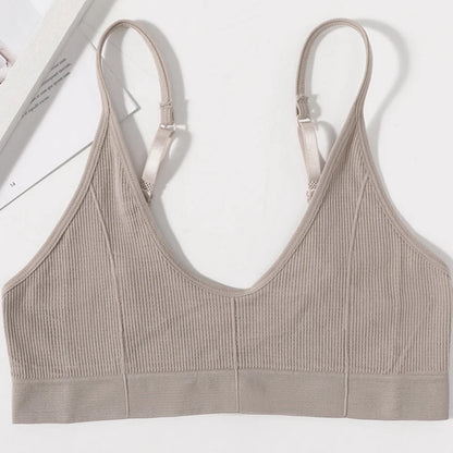 Seamless Tube Tops Bras Women U-shaped Back Bra Sexy Lingerie Female Brassiere Adjust Straps Ribbed Sports Underwear