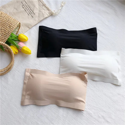 Seamless One-piece Tube Tops Women Removable Pads Intimates Basic Black/White/Skin Womens Strapless Bra Bandeau Sexy Lingerie